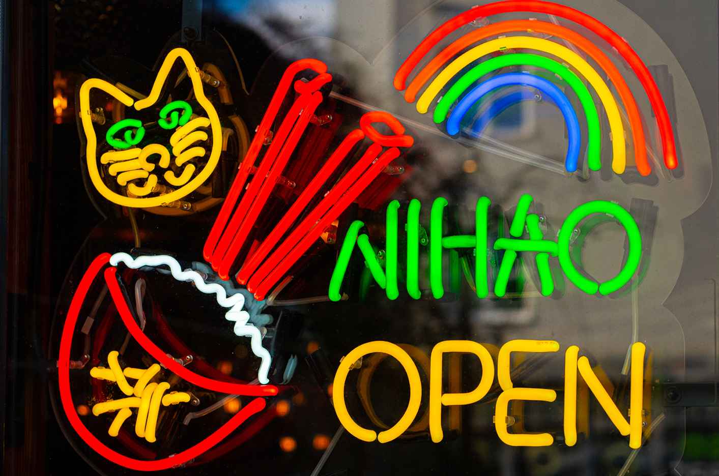 Nihao kolorowy szklany neon