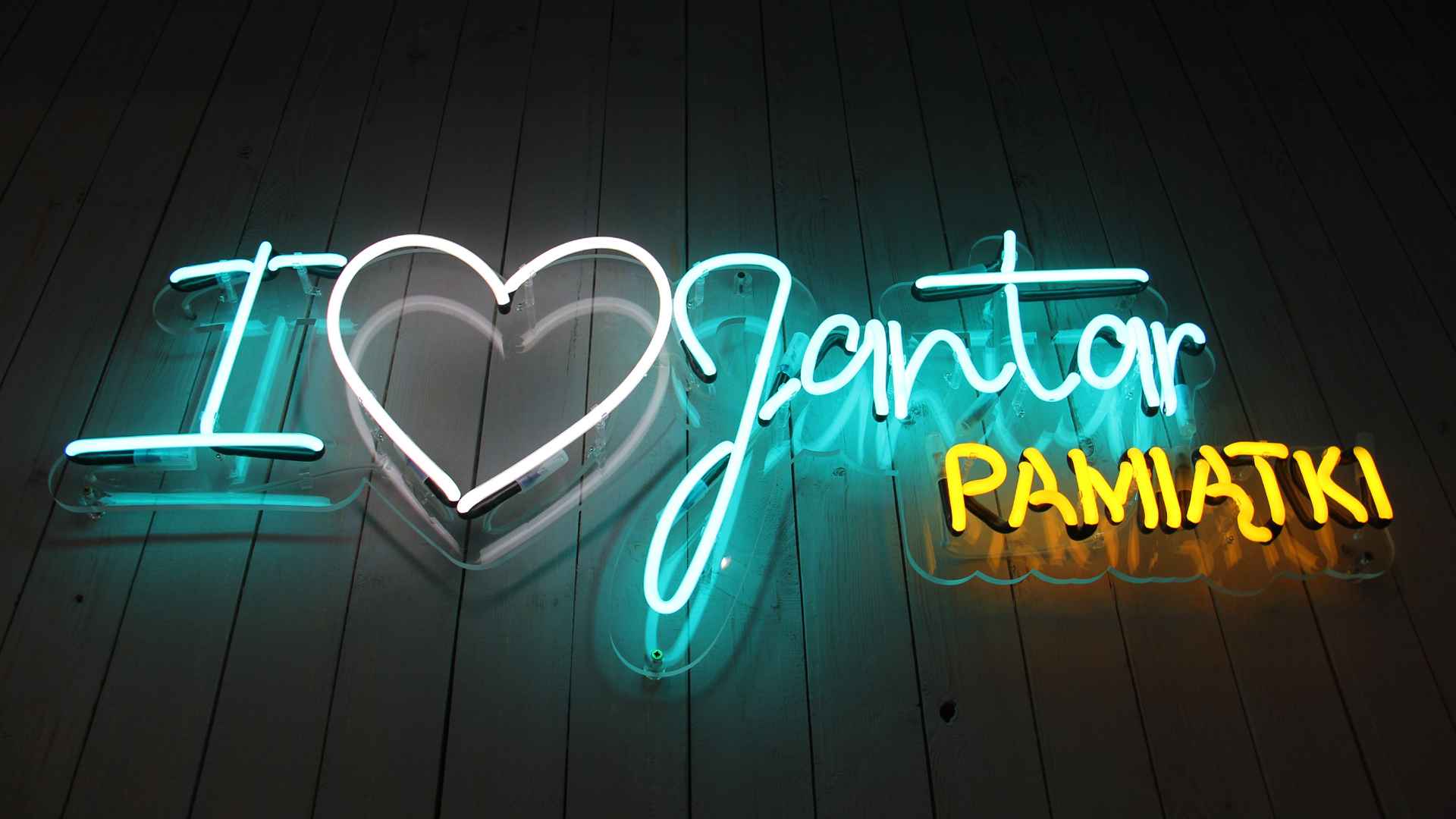 Podświetlany szklany neon Jantar Pamiątki