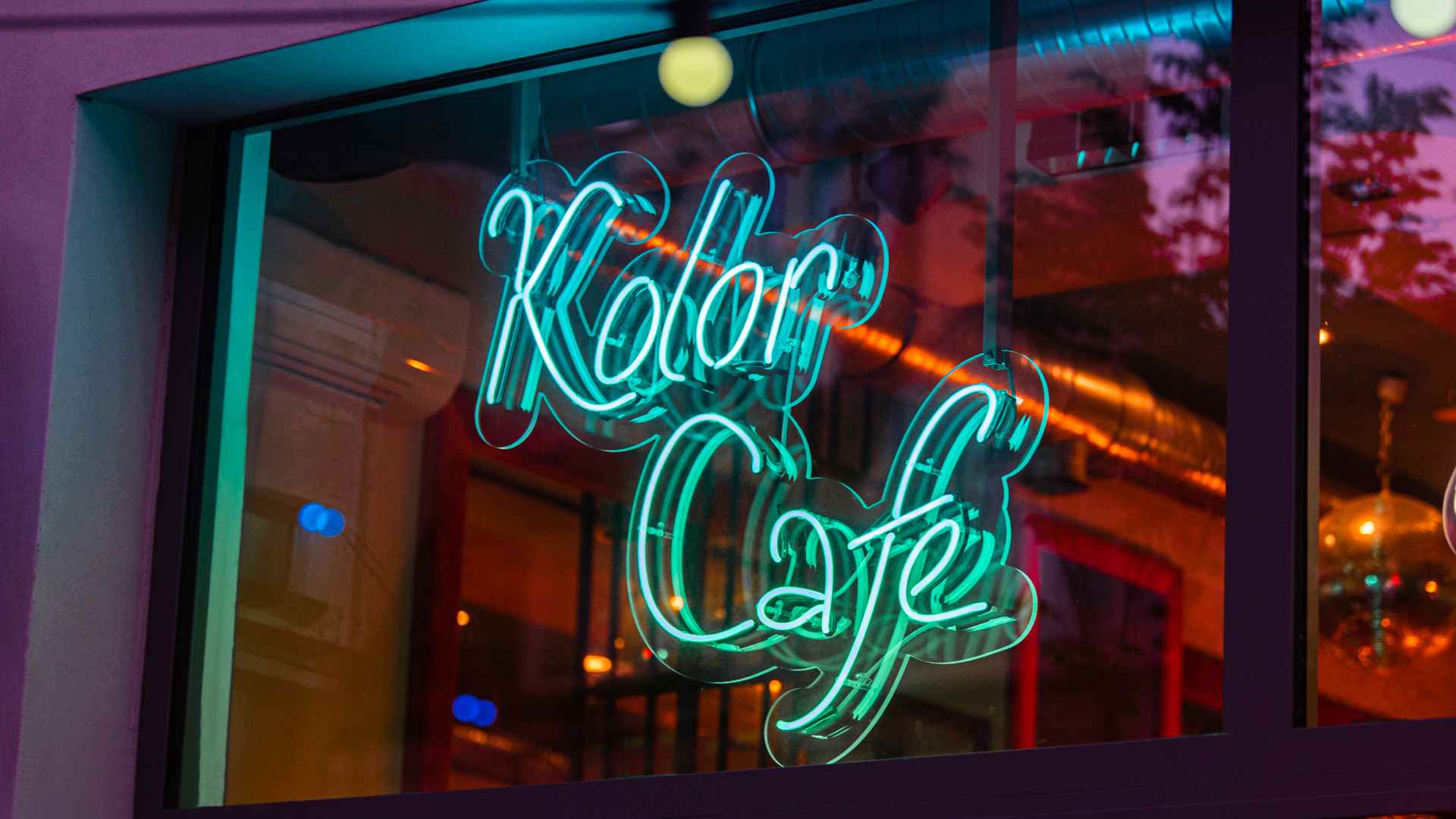Szklany Neon Kolor Cafe