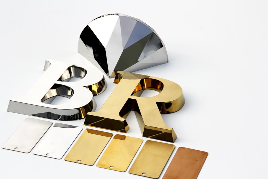 Litery z blachy nierdzewnej – litery metalowe, letters of sheet gold letters, stainless steel