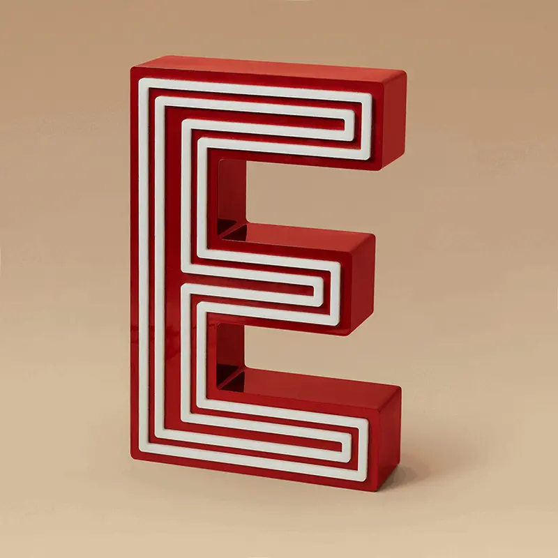 Beleuchtete Linie in Form eines Buchstabens