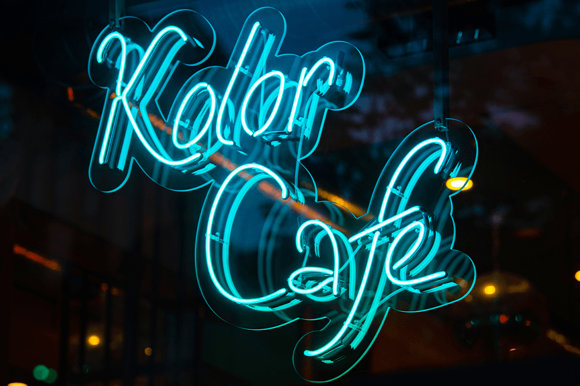 Colour Cafe Insegna blu neon