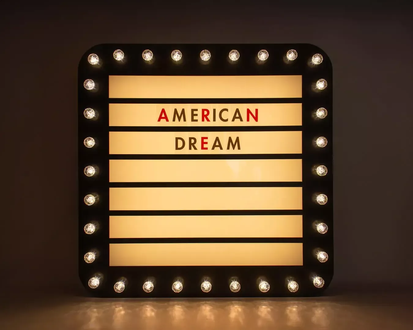 American Dream - bulb board with inscription, personalization possible