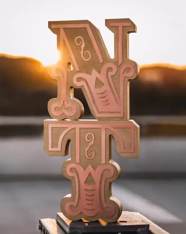 Wooden decorative letters in a unique style. Spatial letters