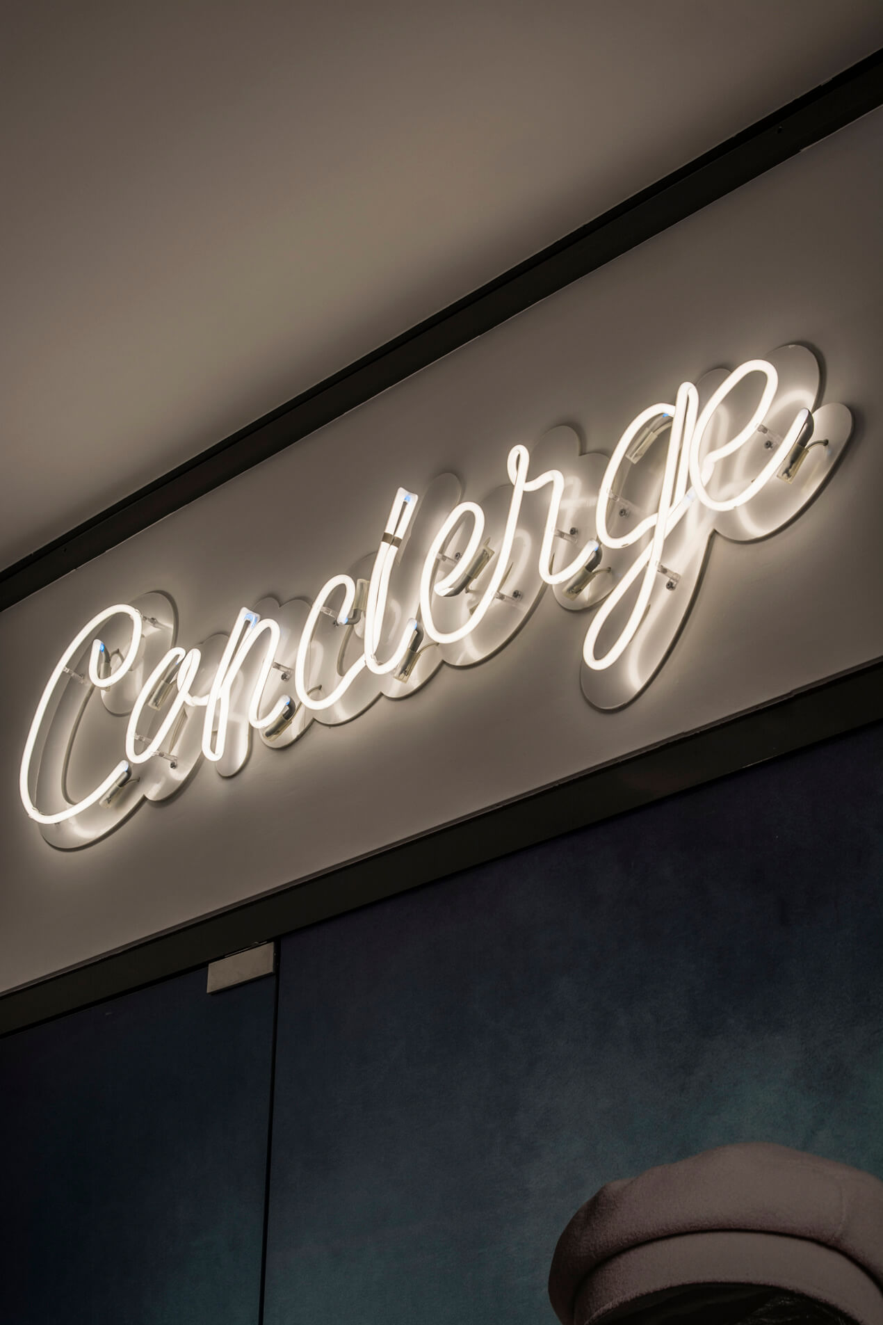 concierge-neon-bright-lights-over-the-entry-neon-over-the-door-neon-gallery-lettering-neon-white-eaon-on-plexi-transparent