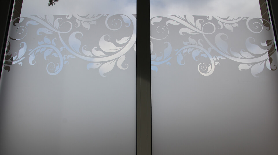 Window covered with foil, frosted glass effect