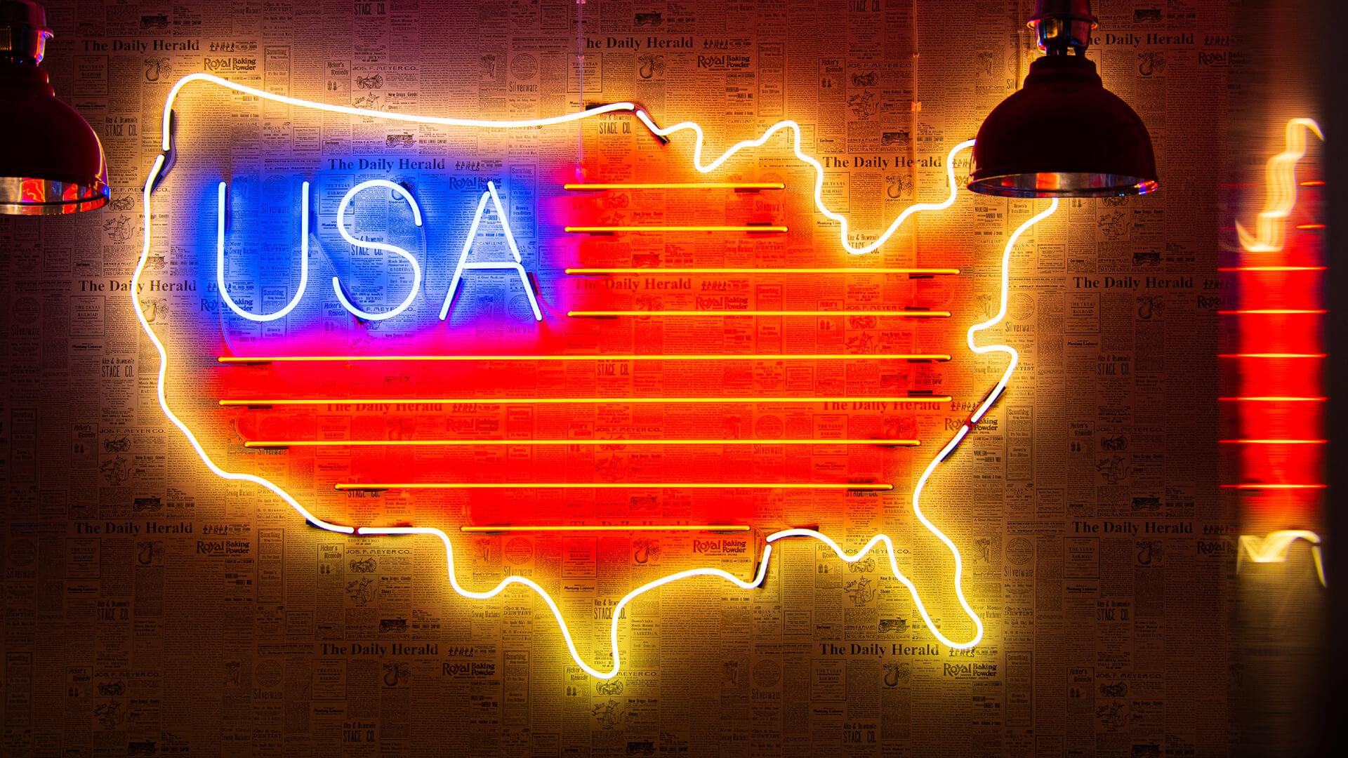 USA-Karte, Neon, Farbe, Zeichen, Neon-Hersteller, usa-map-sign-neos