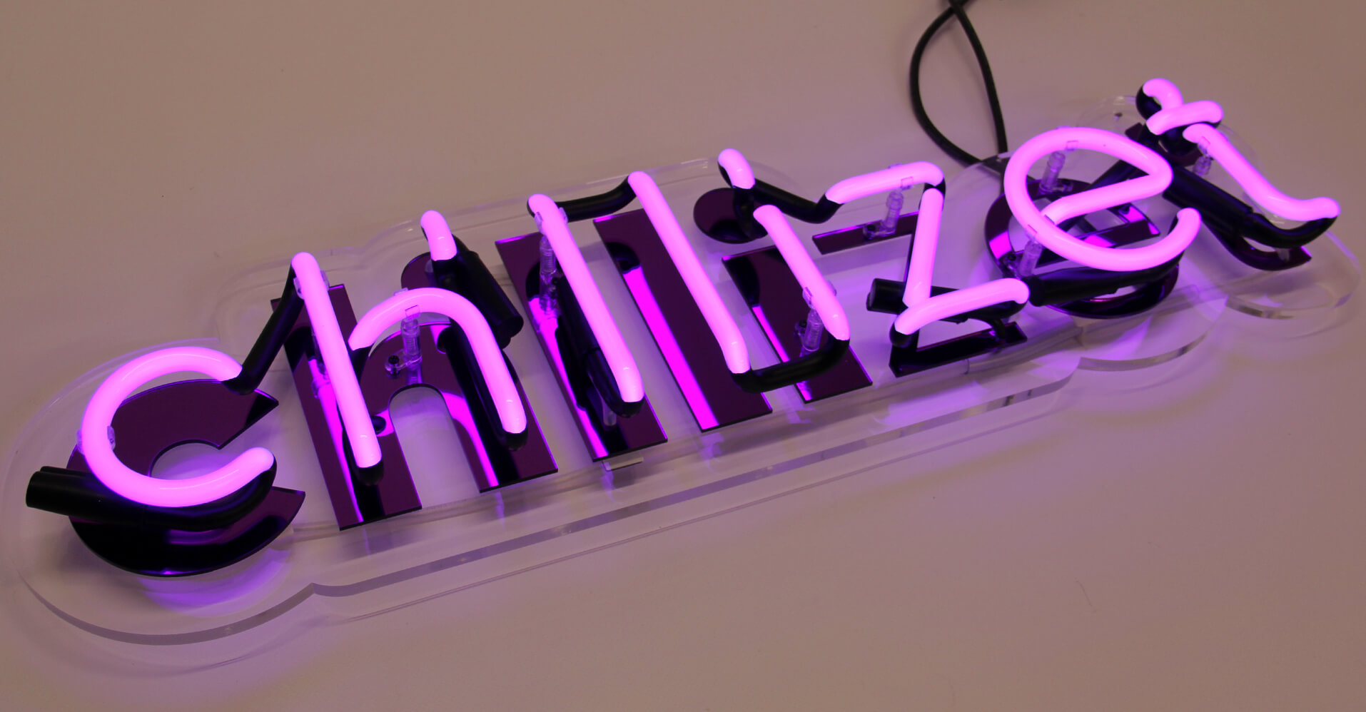 Neon Chilizet on order, glass in purple color