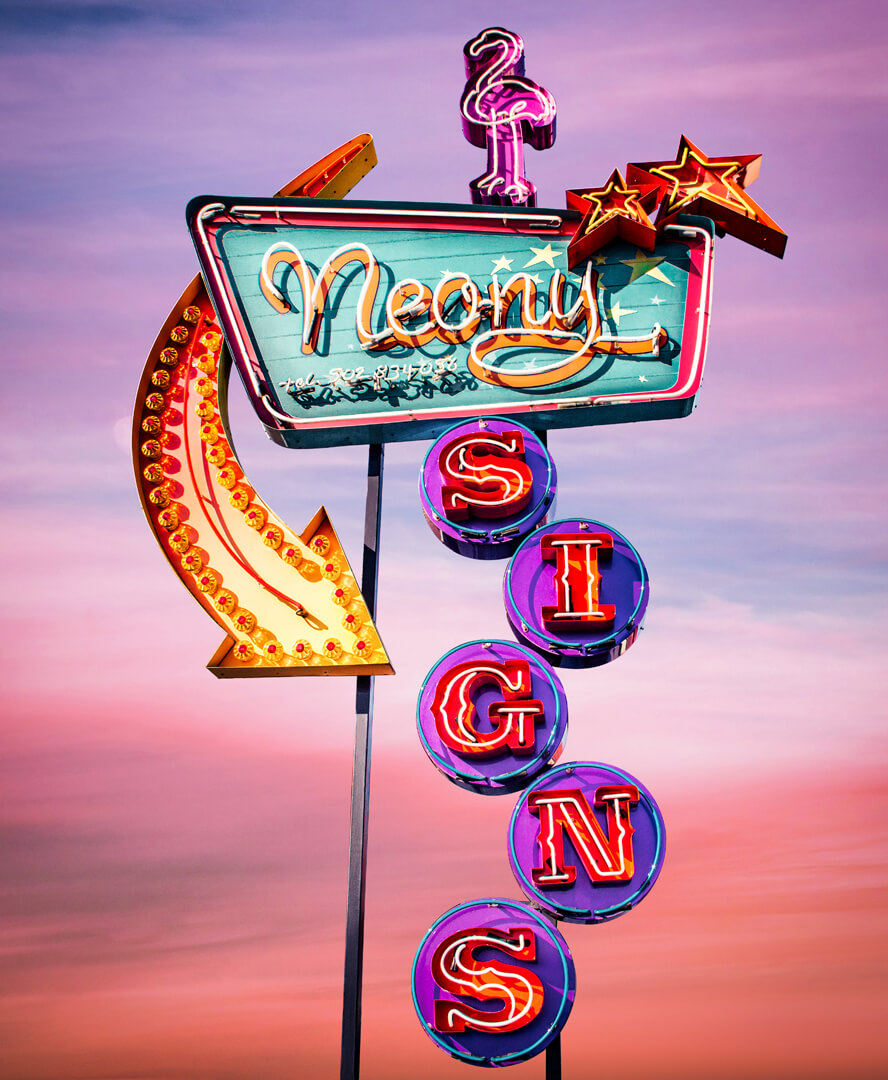 American style, Pretende neon signs