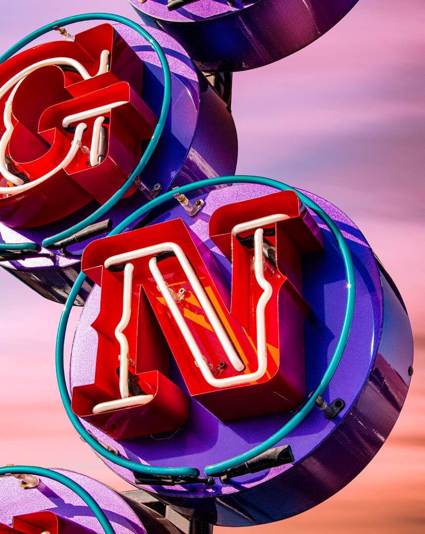 Letter N, American style, neon signs