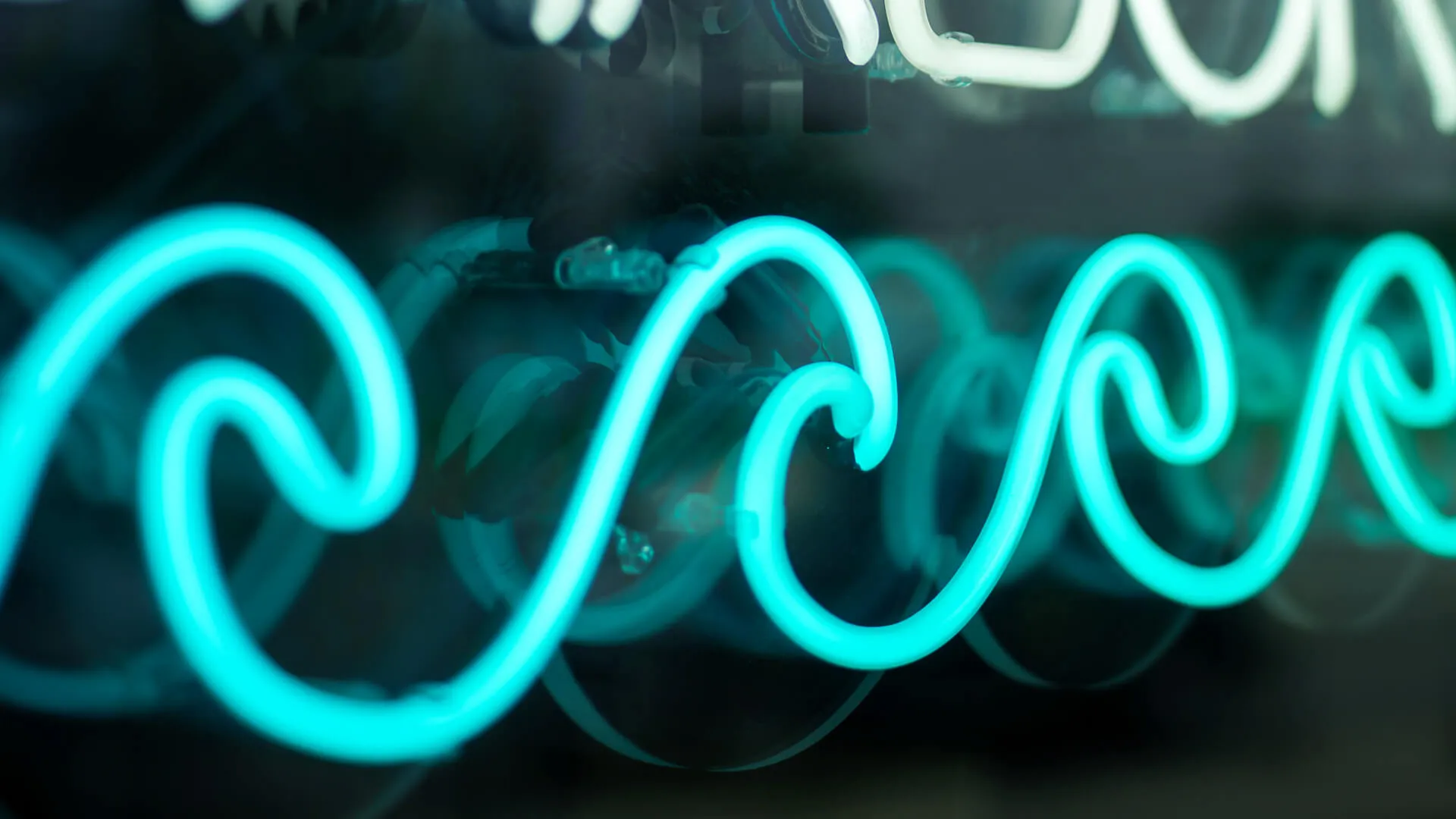 wave-shaped neon in blue