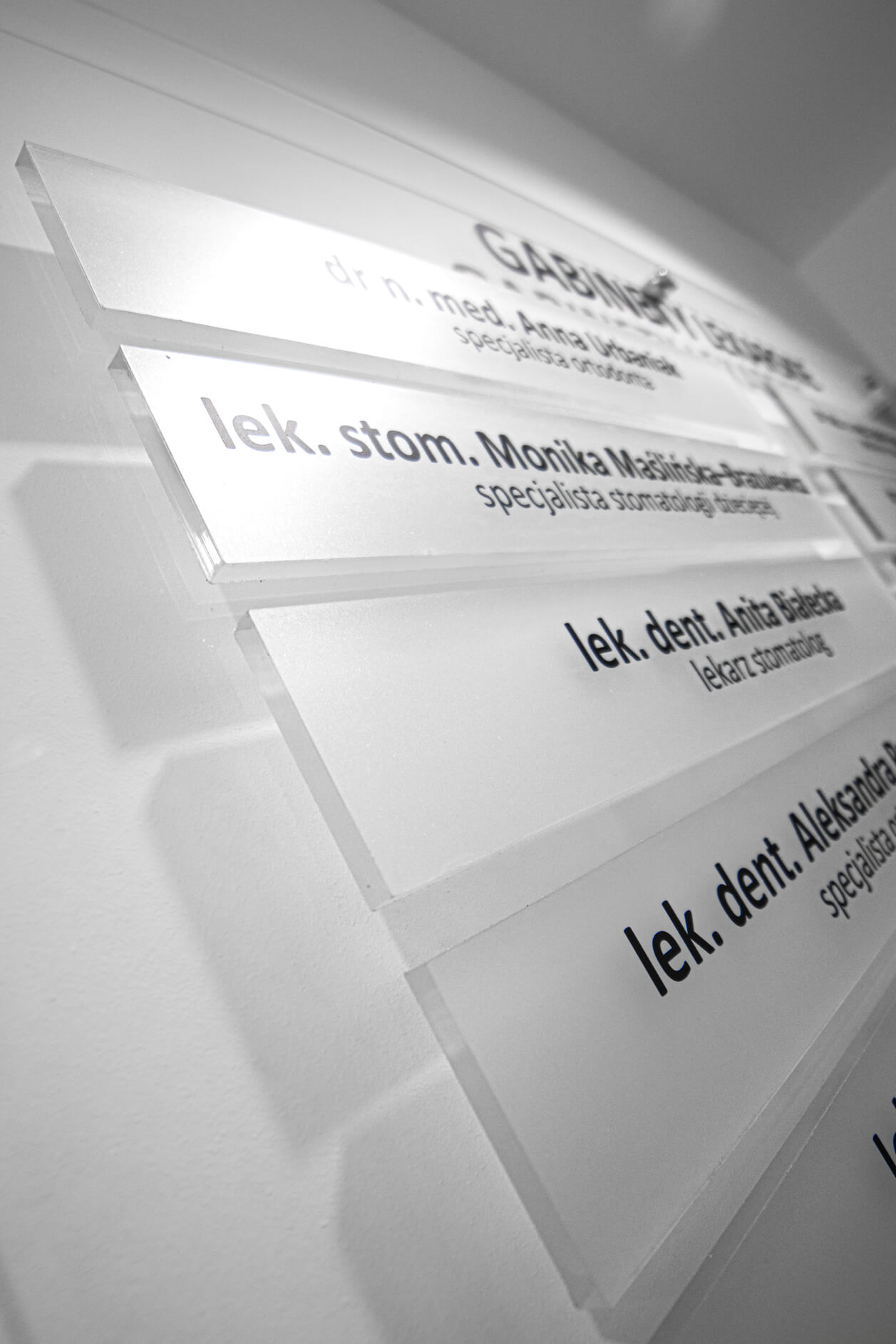 Information board made of Plexiglas on decorative spacers