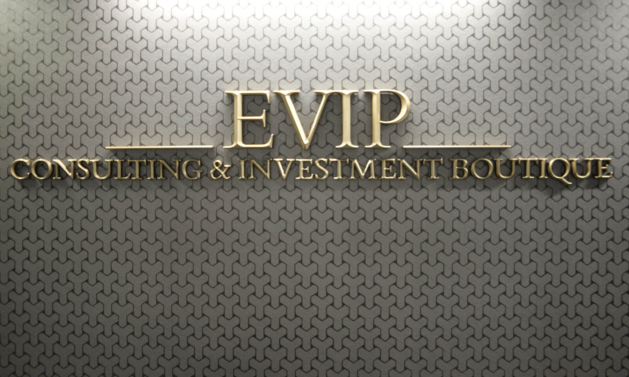 Evip - 3D spatial prismatic letters placed in the lobby