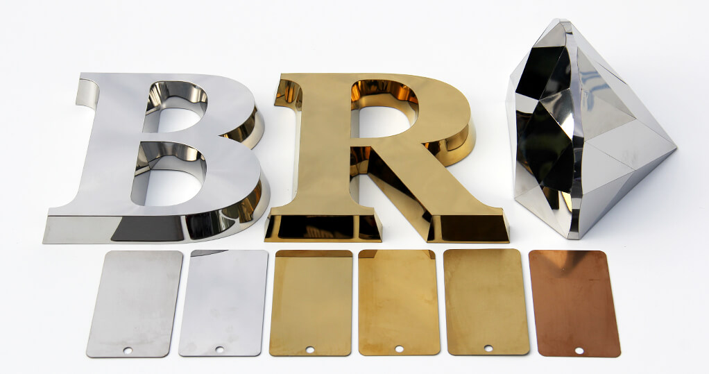 Spatial metal and electroplated letters