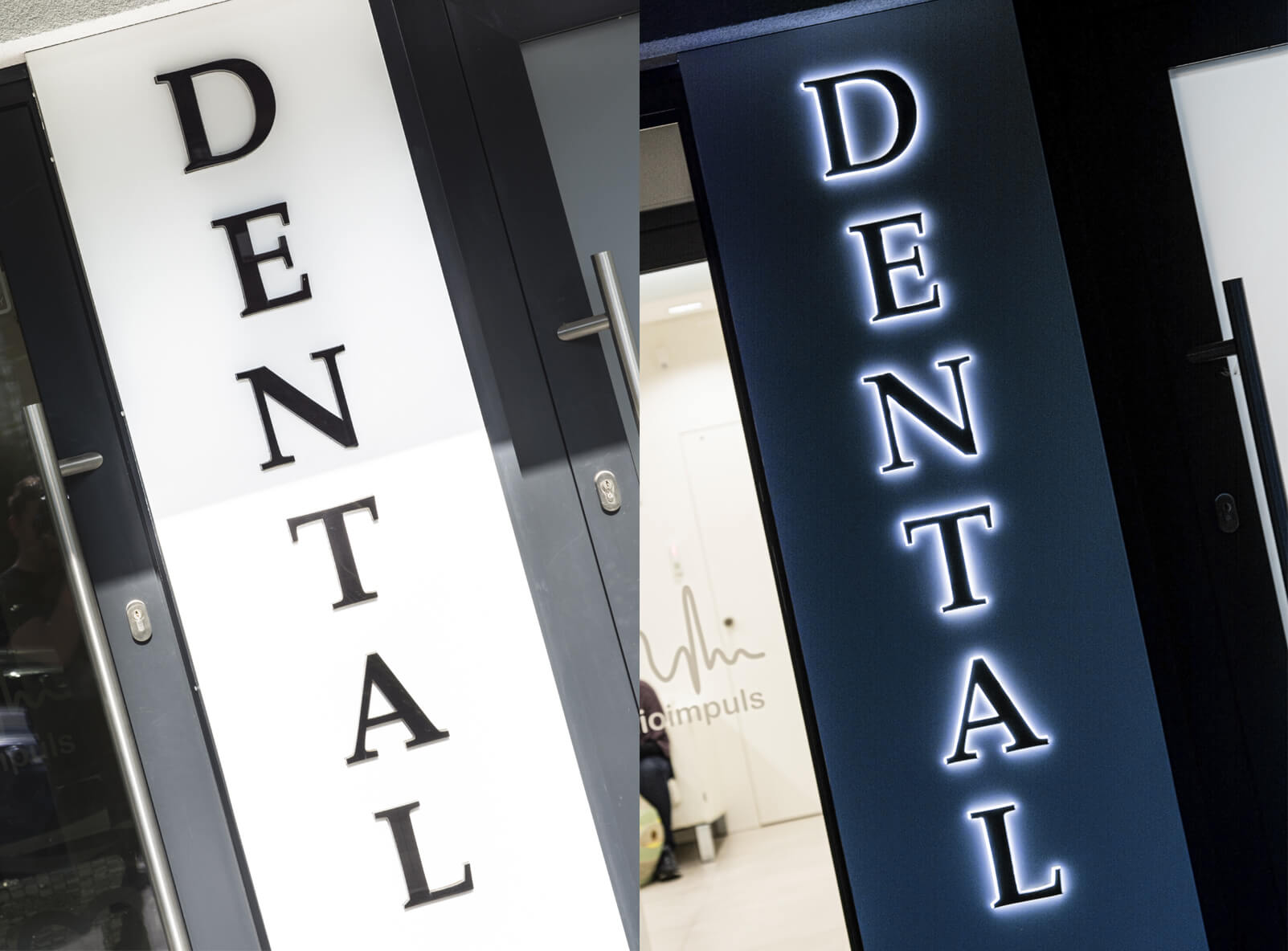 Smile Clinic - dibond lichtbak geplaatst naast de ingang