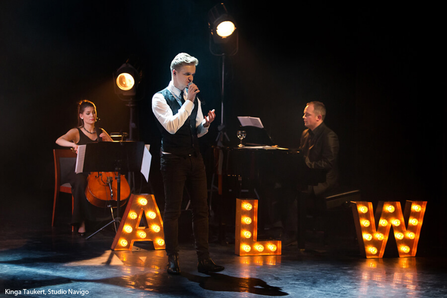 Letters with bulbs on the stage