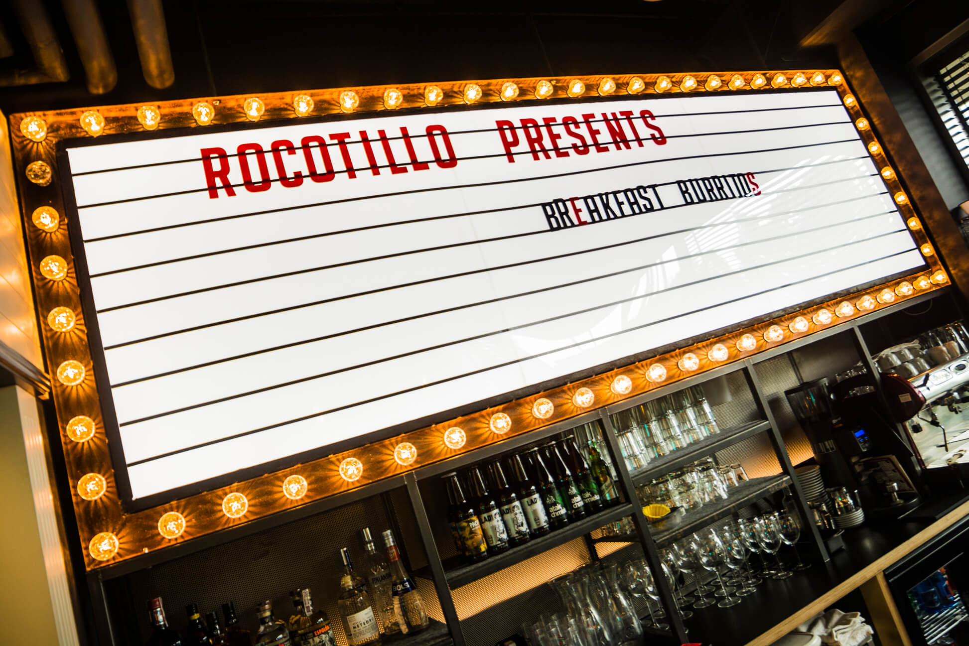 Letters on a theater-style coffer