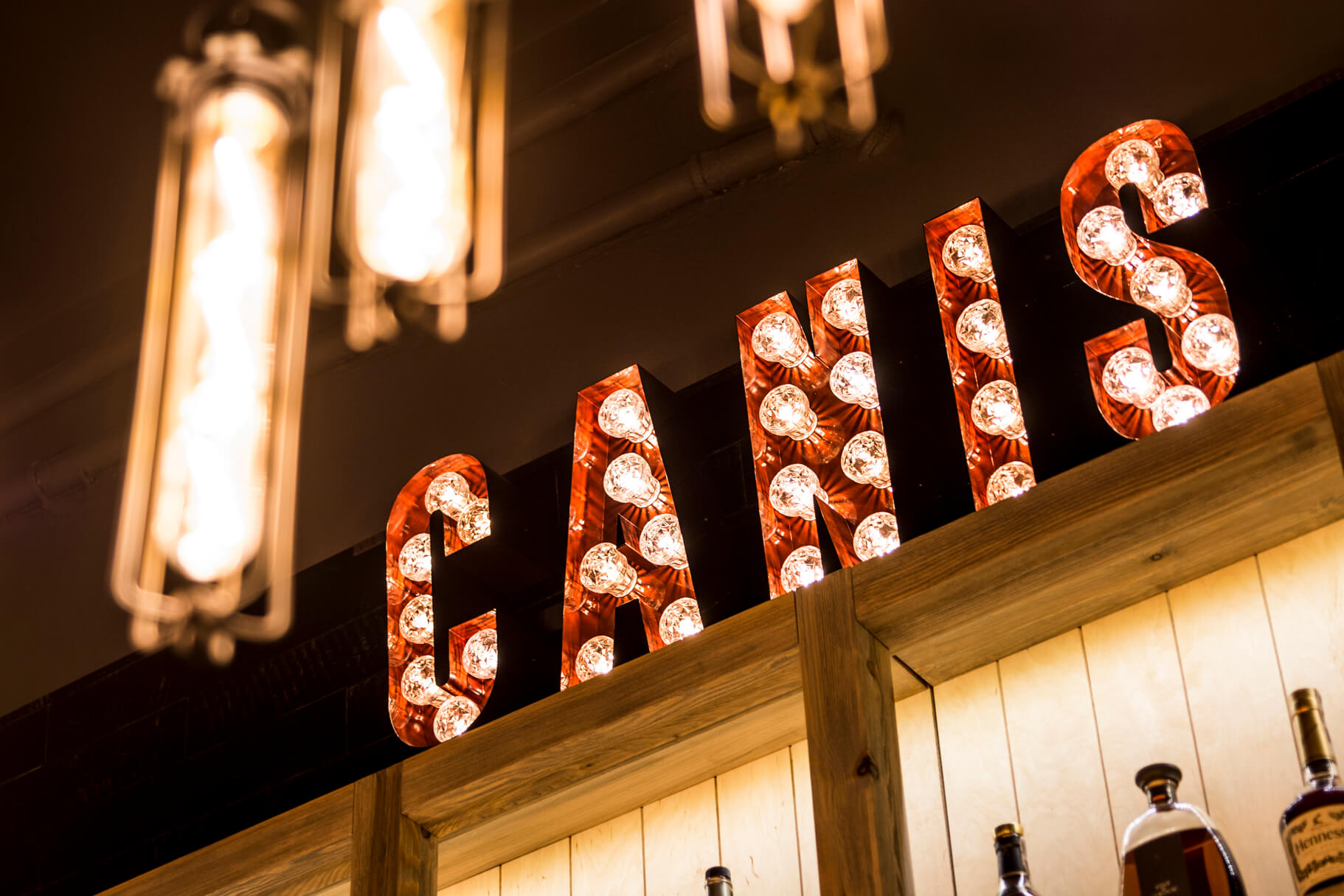 Canis - letters with retro-style bulbs