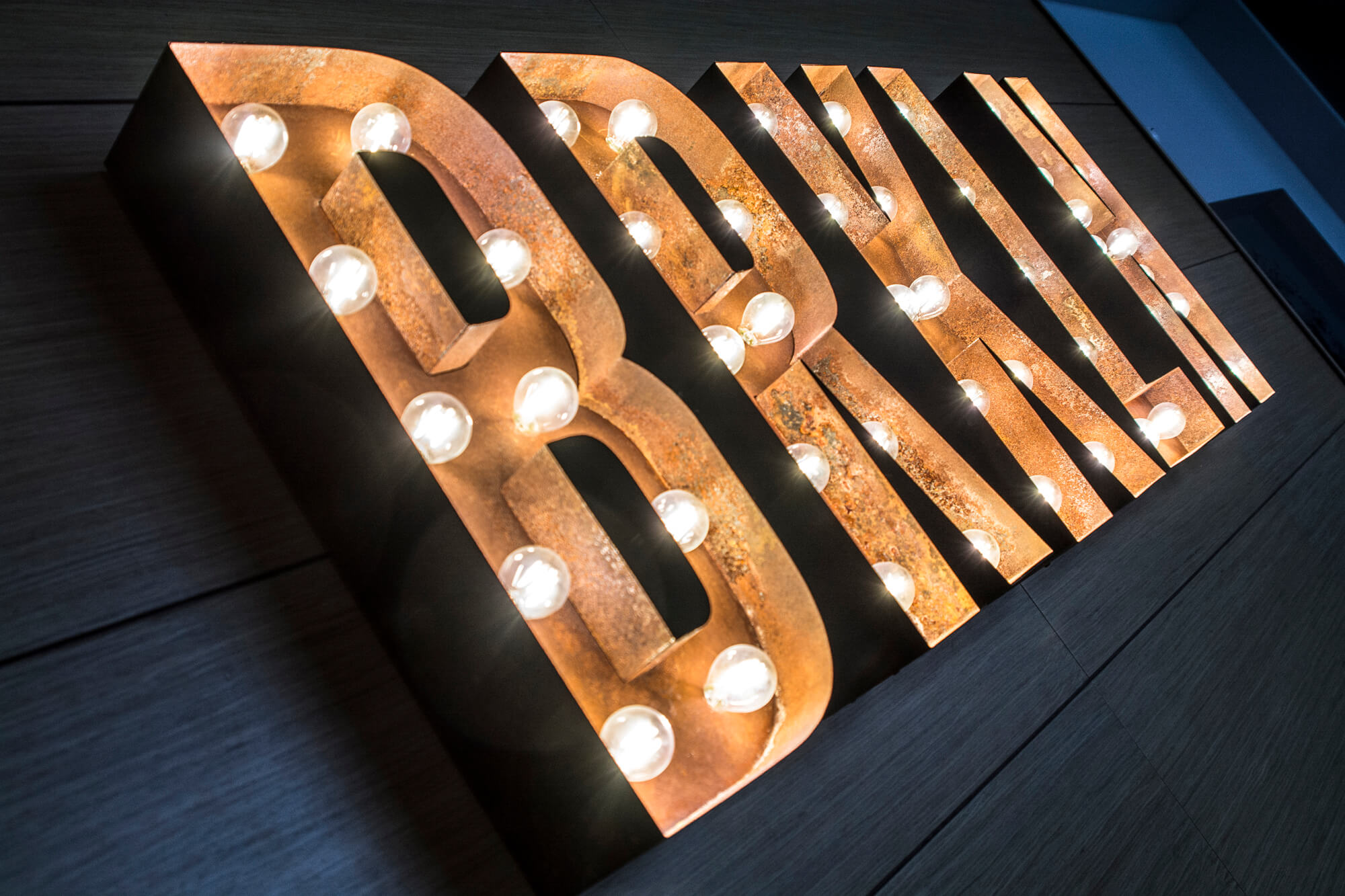 BRKLN - letters with retro-style bulbs