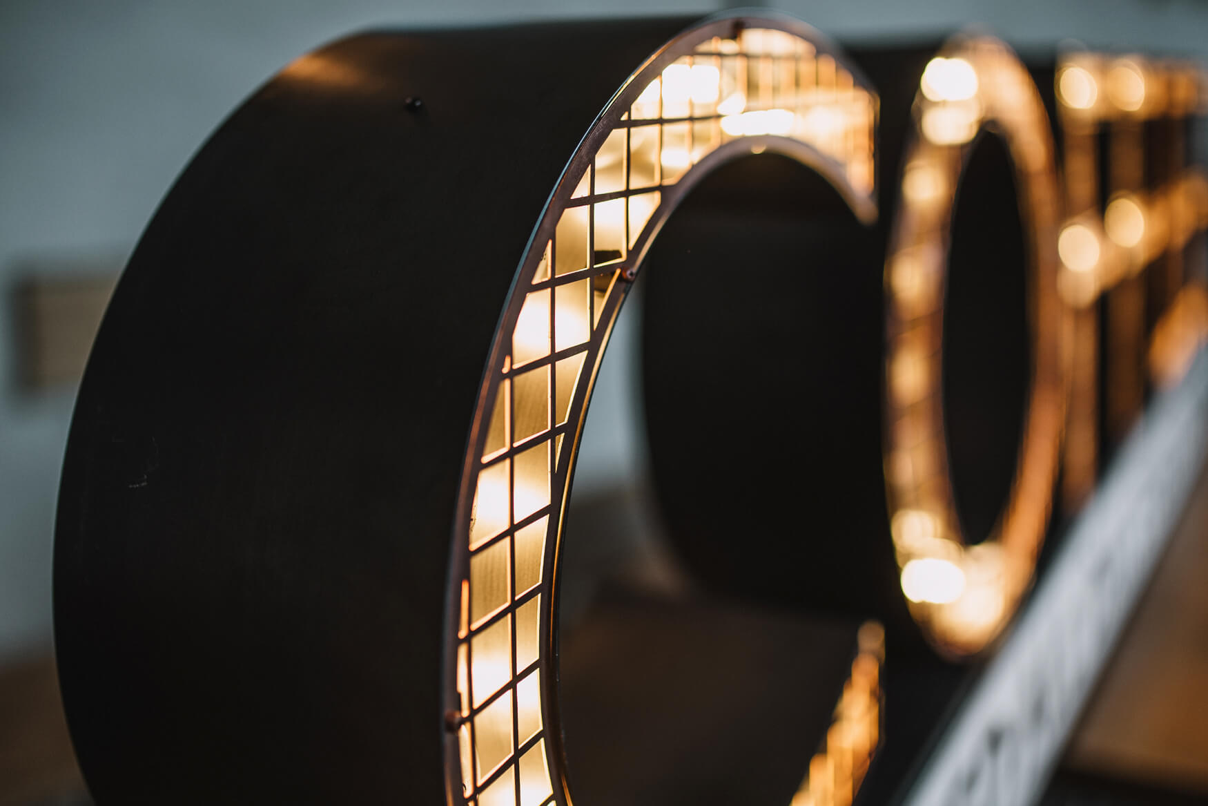 Coffee - Letters with bulbs on a frame