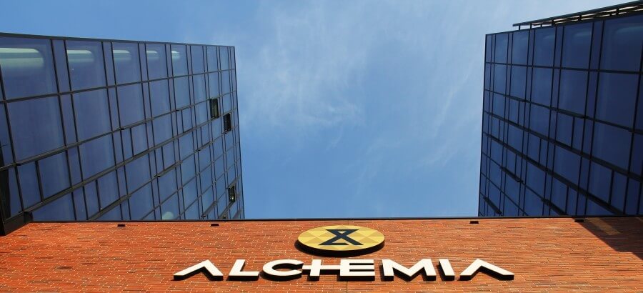 Alchemy - LED light letters over the entrance