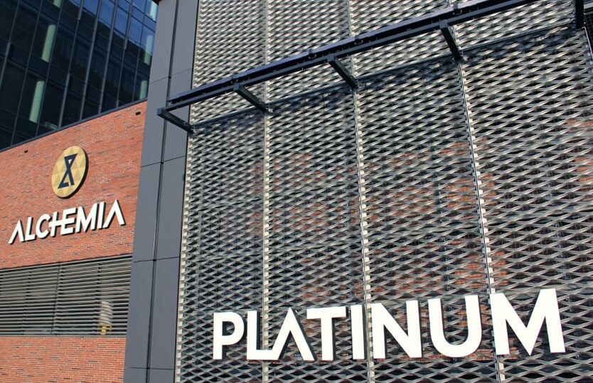 Platinum - LED light letters over the entrance