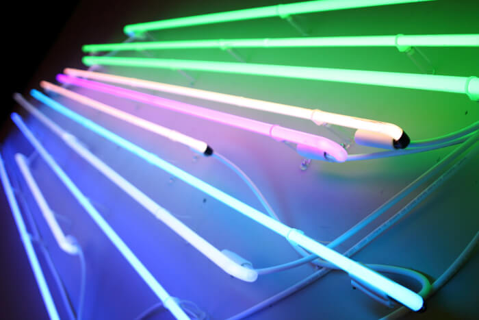 Colorful neon tubes made of glass