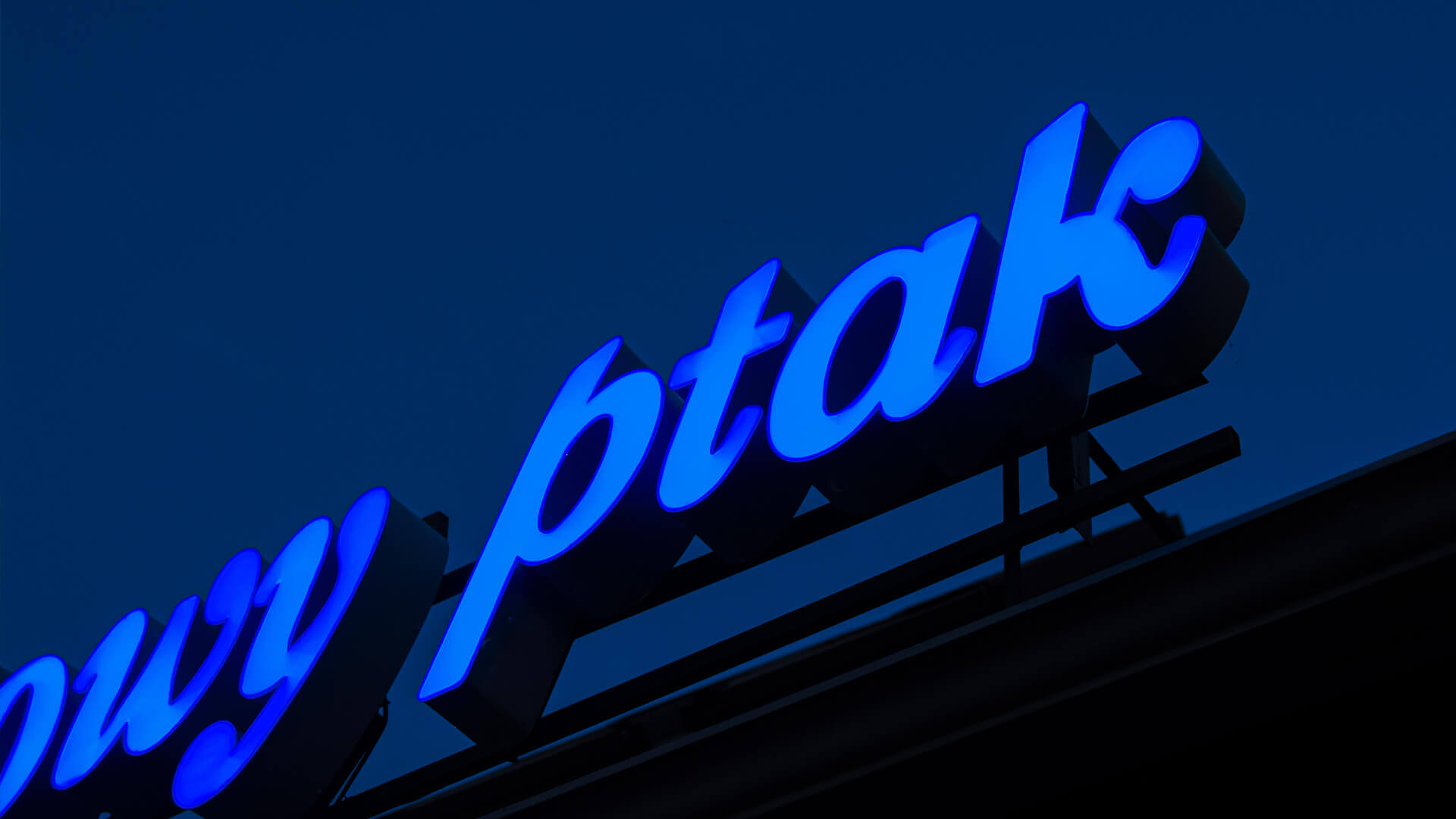 Granatvogel-Restaurant - navy-blue-bird-letter-led-space-lit letters on the roof 