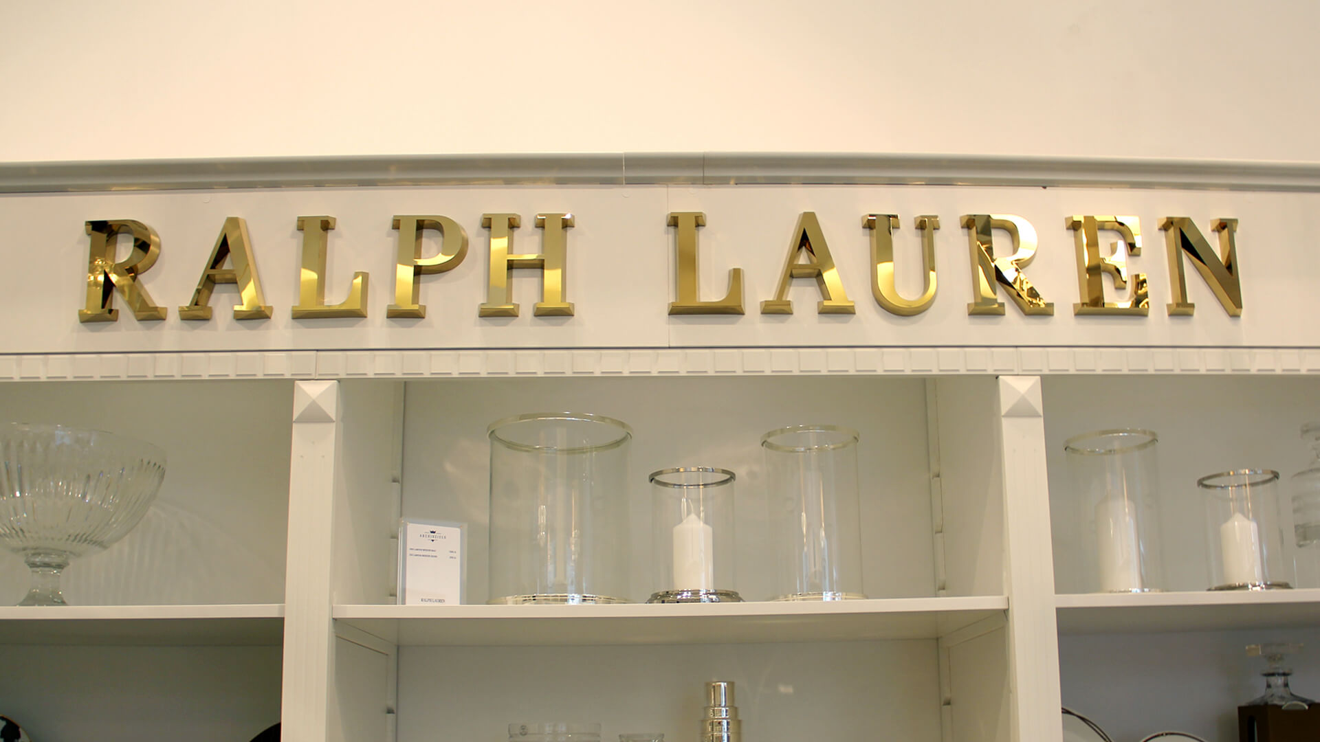 Ralph Lauren - Ralph Lauren - gold block letters made of stainless steel sheet