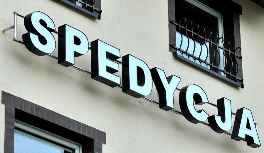 Forwarding Pomerania - Spedycja Pomorze - LED letters placed on the frame