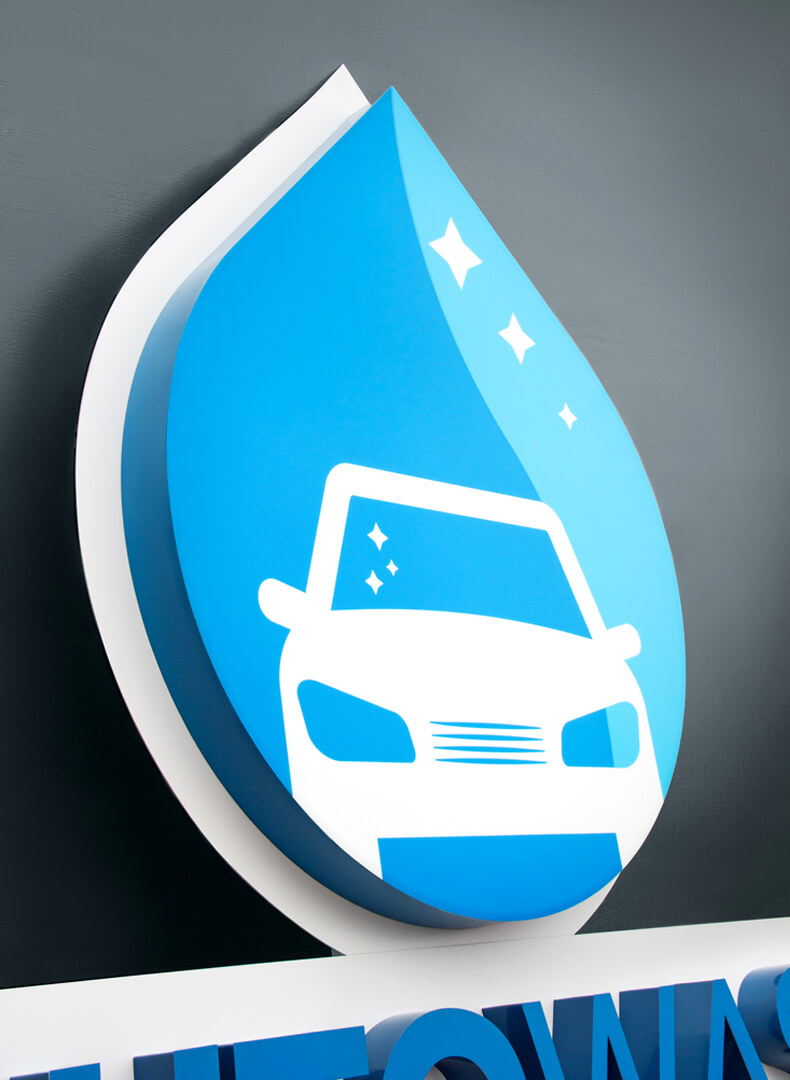 Autowas - Logo met LED-achtergrondverlichting