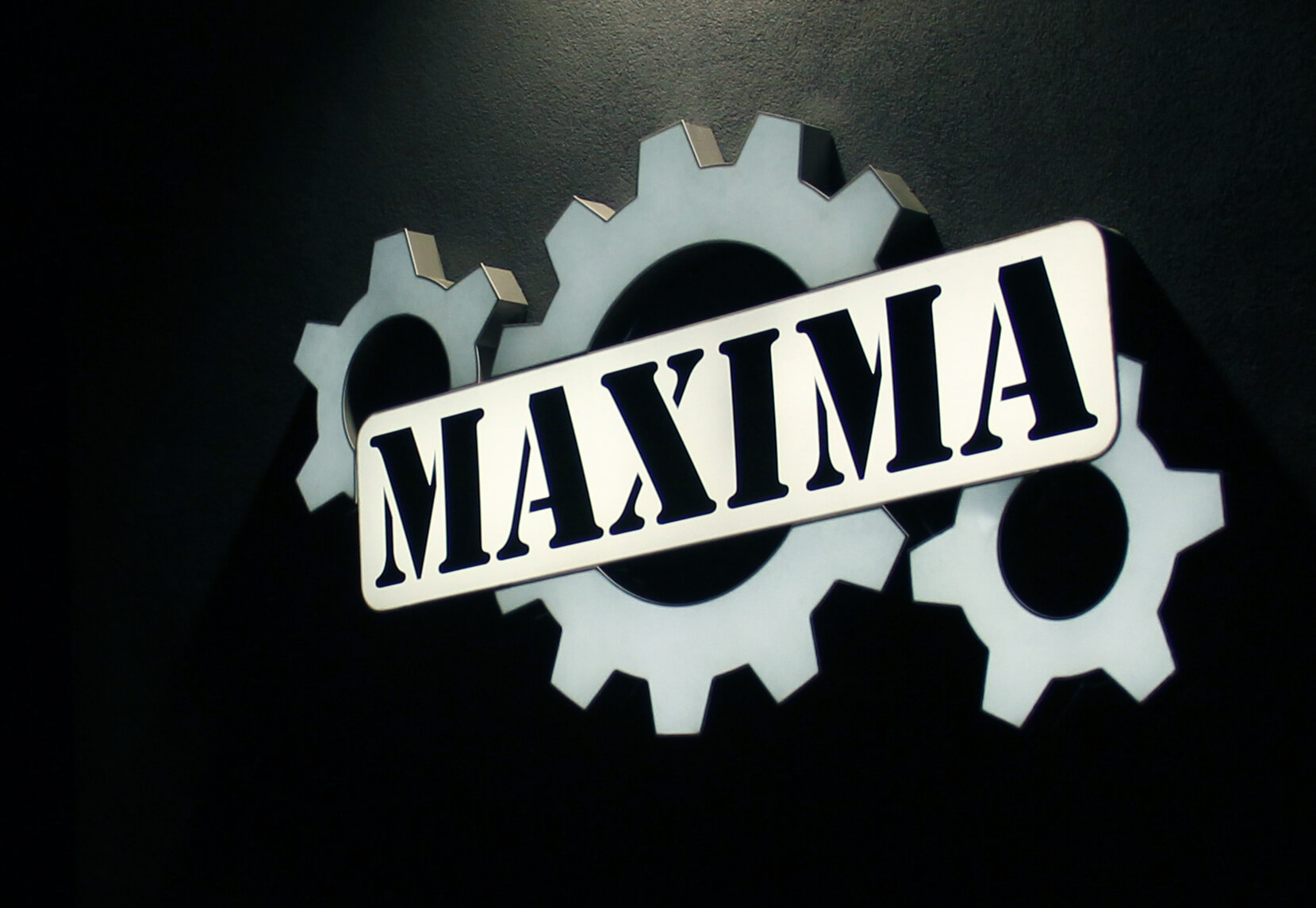 Maxima - Maxima - led light box on the wall with company logo, made of plexiglass