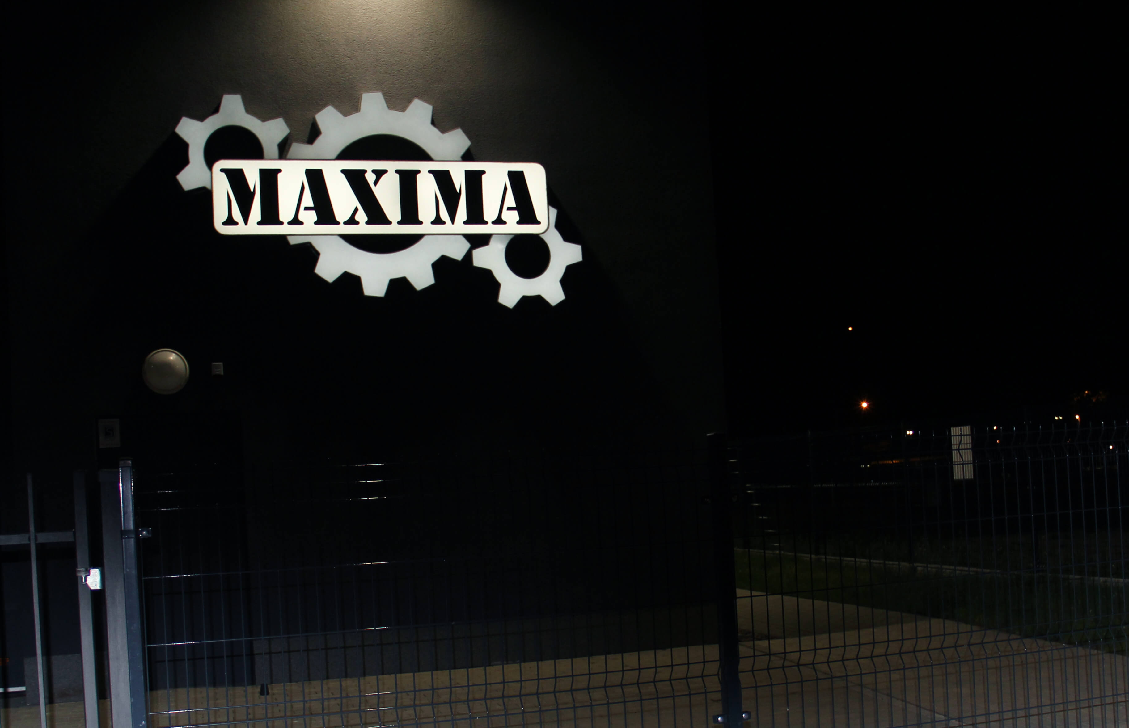 Maxima - Maxima - LED wall panel with company logo, made of plexiglass
