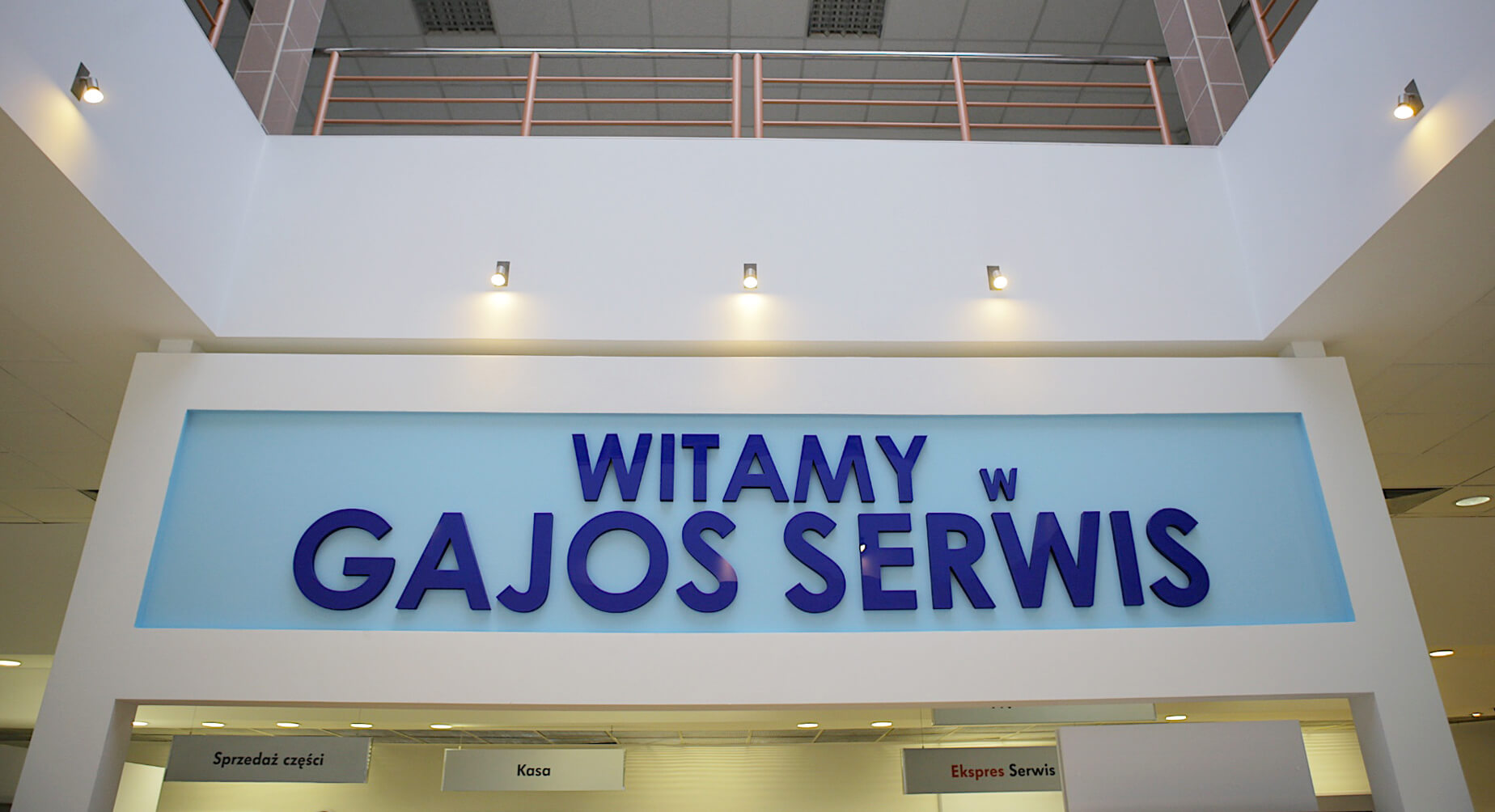Gajos ServiceService - Gajos Serwis - styrodur letters placed over the website entrance