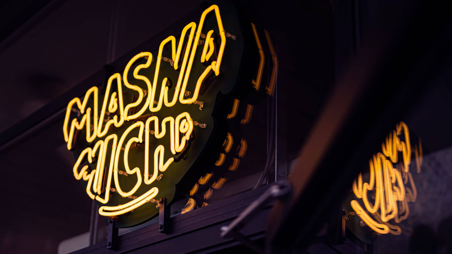 Masna Micha - Neon sign for Masna Micha restaurant in Gdansk, outside the premises.