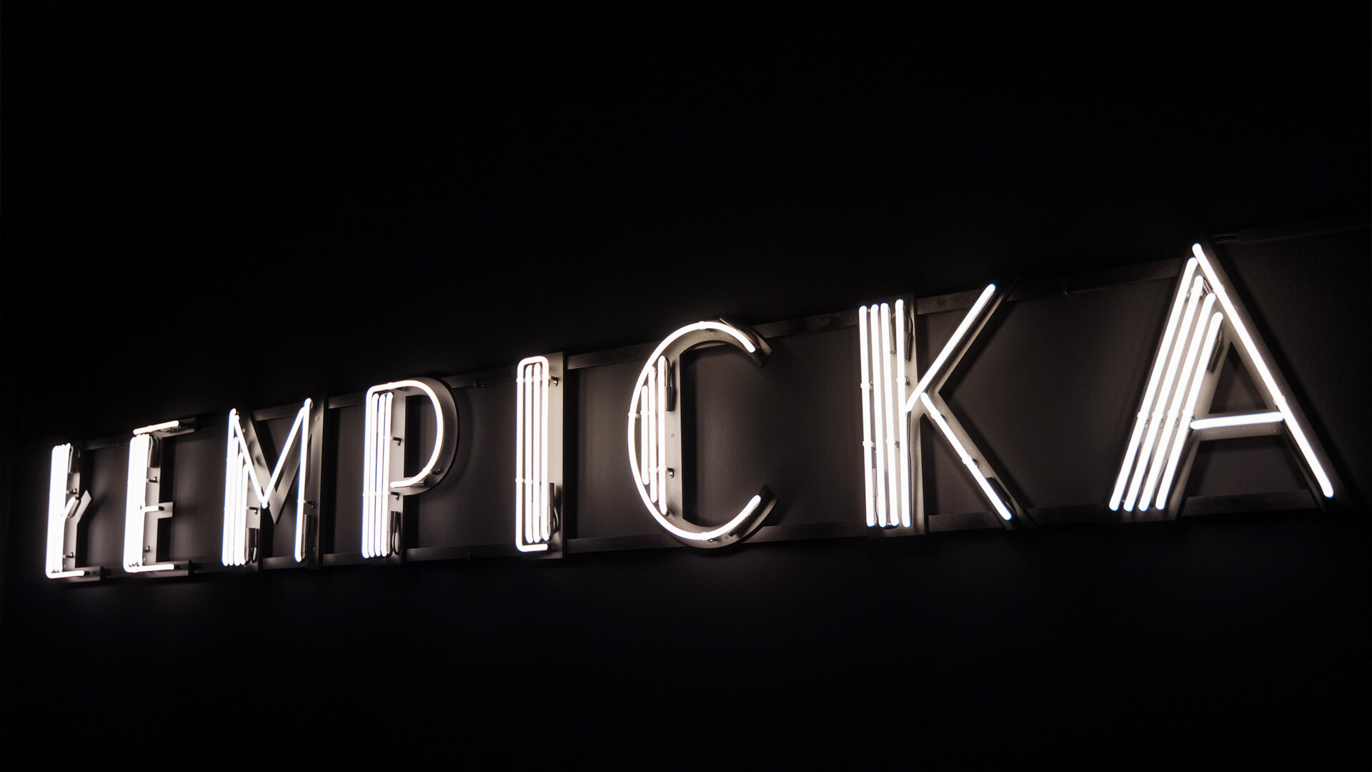 Neon Tamara Lempicka - Exhibition with neon sign in the museum in Krakow