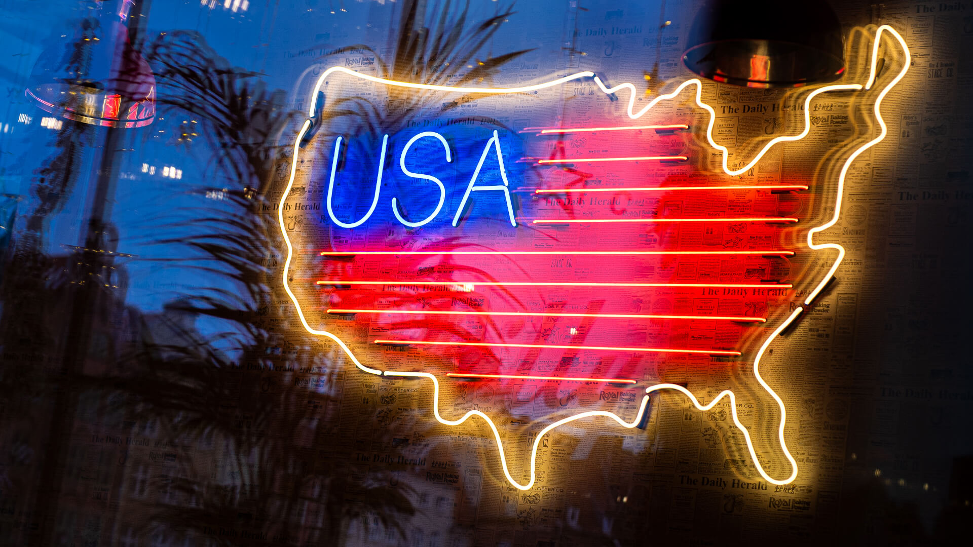 Mapa USA - Mapa de EE.UU., neón, color, signo, fabricante de neón, usa-map-sign-neos