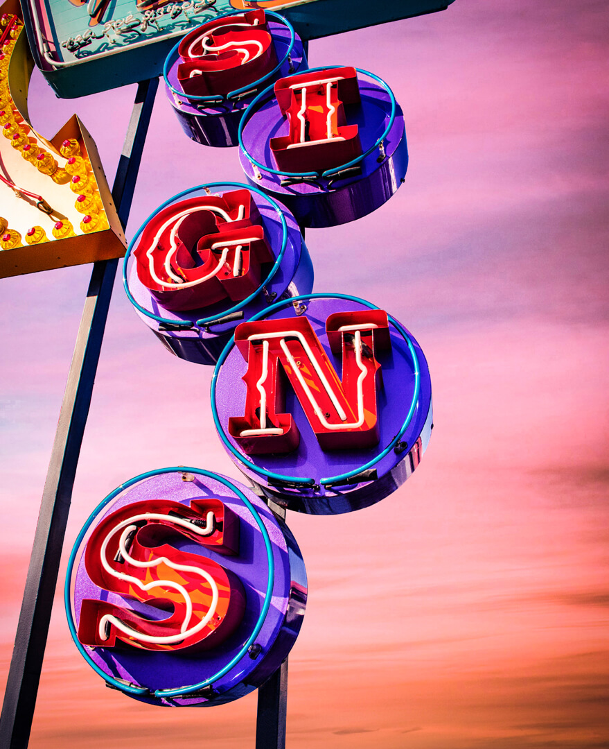 Neon Signs - sings letters in, American style made of neon