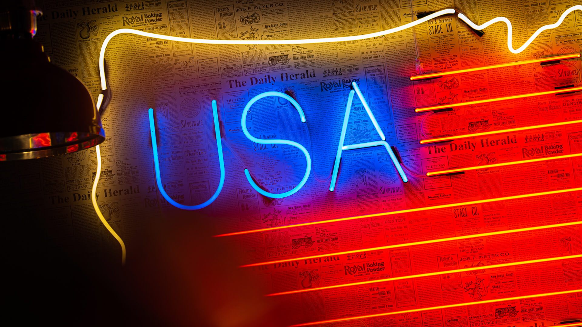 Mapa USA - Mapa USA, neon, kolorowa, sign, producent neonu