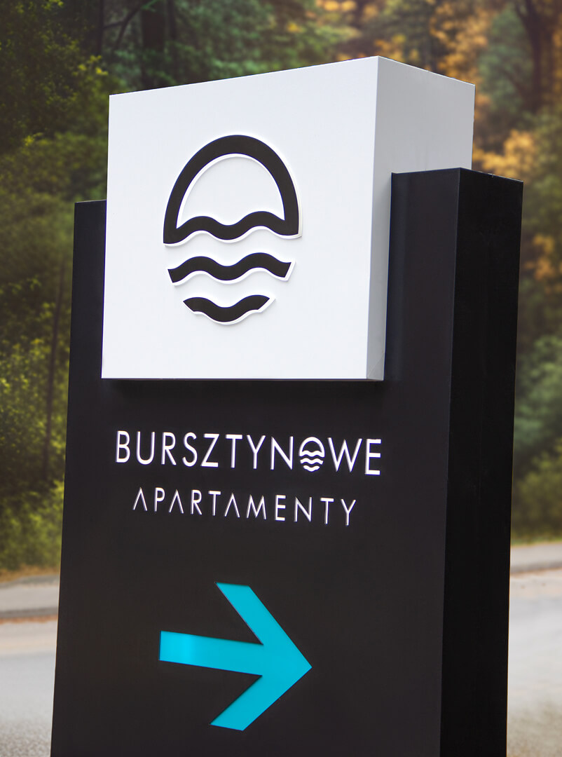 Bursztynowe apartament - Pylon reklamowy, dwustronny z logo